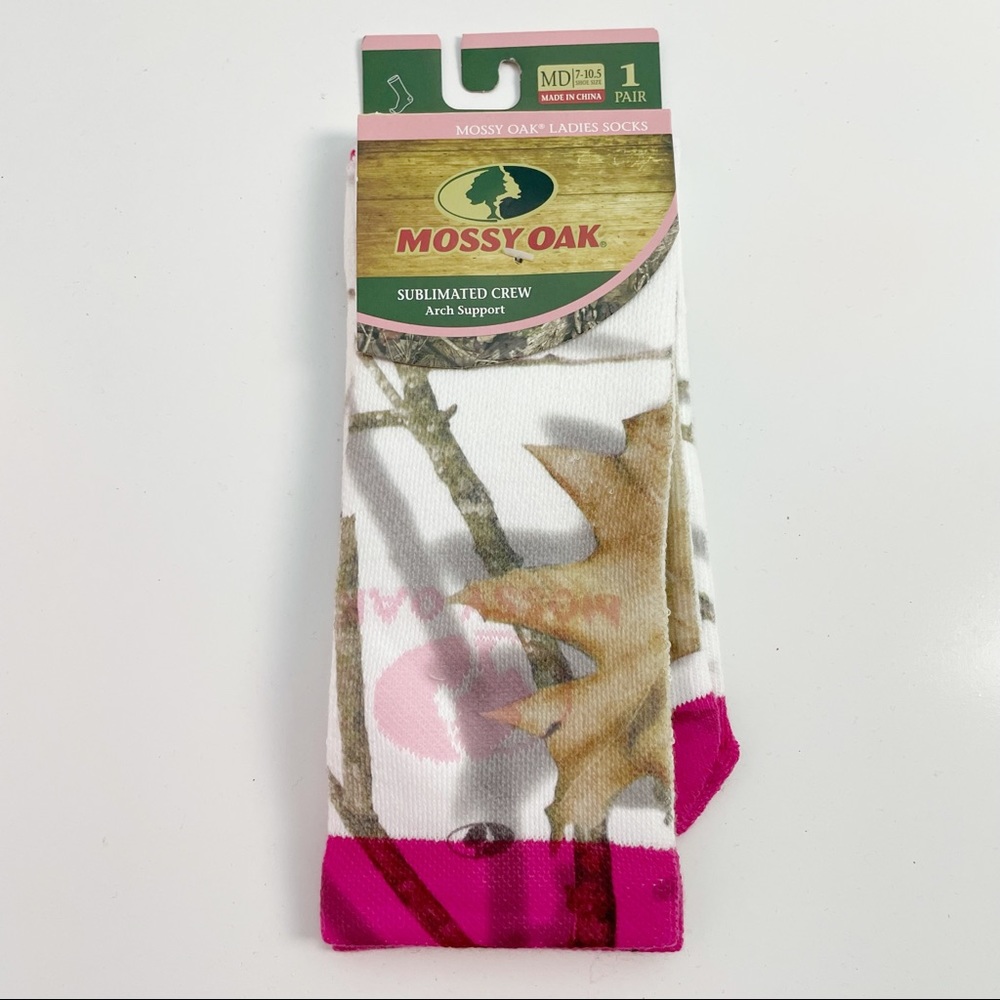 Mossy Oak Socks NEW Sublimated Crew Arch Support Women M size 7-10.5 Camo